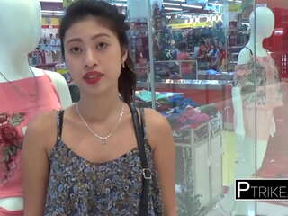 Asian teen slut takes a shower and plays