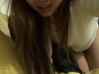 Perfect busty asian teen at home with toys